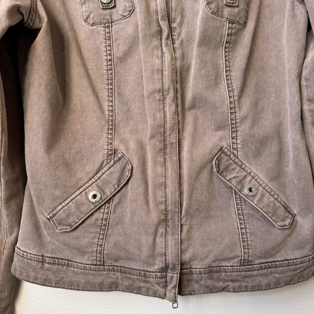 Fox Classic Racing Jean Jacket crop Frosty Taupe Medium two way zip - Picture 4 of 16